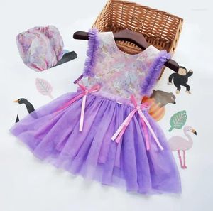 Vestidos de menina vestido princesa bebê bordando bordado bowknot menos manga 2 cores 5 p/l