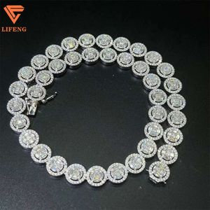 Fashion Design Hip-hop Jewelry Necklace White Gold Plated High Quality Round Shape Vvs Moissanite Diamond Chain