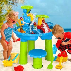 Sandspiel Wasser Spaß Kinder Sandwasserspiegel Spielzeug für Kleinkinder 3 in 1 Sandwasserspieltisch Strandspielzeug für Kinder Tisch Aktivität Sensorisches Spieltisch Spielzeug D240429