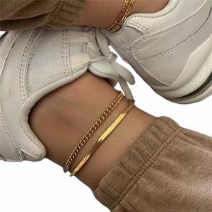 anklets Fi Bohemian Gold Snake Link Chain High Quality Punk Ankle Bracelet Women Girl Summer Jewelry Accories K21s#