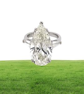 Luxury 925 Sterling Silver 5ct Drop Pear Shaped Cut Diamond Wedding Engagement Cocktail Women Gemstone Rings Finer Fine Jewelry1399489