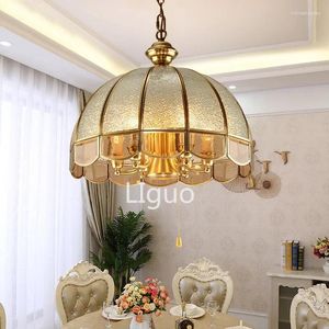 Chandeliers American Copper Chandelier For Dining Bedroom Vintage European Style Hallway Bar Balcony Pendant Lighting Fixture Lamps