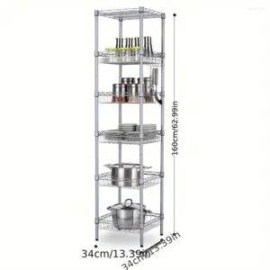 Kitchen Storage FCH 13.39 62.99inch Six Layers Without Wheels Iron Freely Adjustable Layer Spacing Silver Gray Household Metal R