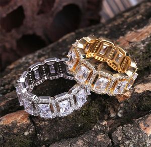 Novo anel de zircônia cz gelado anel de hip hop de jóias de moda retangulares de zircão para homens e mulheres1371070