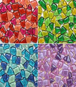 Nowy design Glitter Glitter Mosaic Peads Płaskie kulki nieregularne szklane mozaiki do kwiatowej wazon wazon Lantern Aquarium Garden Deco2597576