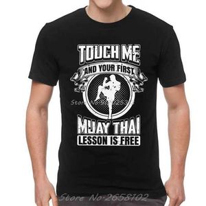 As camisetas masculinas tocam para mim e sua primeira aula de muay thai é a camiseta de camiseta de camiseta de algodão tsshirt curto slve thailand marcial arte de arte t t240425