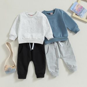 Kläder sätter baby pojke vinterkläder Mama S brevtryck Sweatshirt Jogger Pants Set Little Fall Outfits 2t - Söt och mysig småbarn