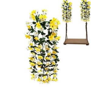 Dekorativa blommor konstgjorda hängande utomhusliljeväggsdekor faux växtblomma kransar