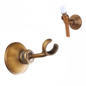 Set Bronze Retro European Style Showerhead Holder Wall Mount Household Adjustable Shower Bracket Self Adhesive Bathroom Accessories