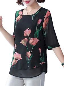 Bluzki damskie Koszule luźne kobiety wiosna lato bluzki koszule dama moda swobodny krótki slve o-deterk jacquard blusas tops WY0529 Y240426