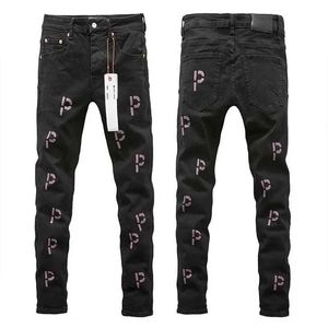 Men's Jeans High quality purple ROCA brand jeans with new letter embroidery and washing mens straight slim fit jeans J240429