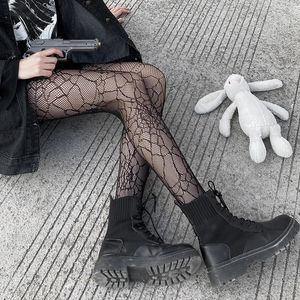 Classic Lolita Hollowed Out Lace Mesh Stockings Bottomed Pantyhose Women Sexy Japanese Girls Gothic Punk Retro Spider Web Tights 240424