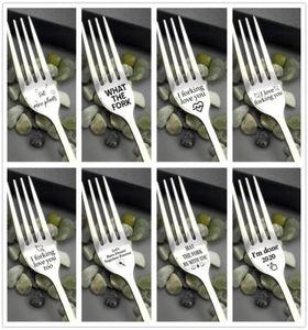 Silver Fork com Sweet Word Family and Friends Tableware Gift Gift Gift Kitchen Fork Dinnerware Acessórios4876915