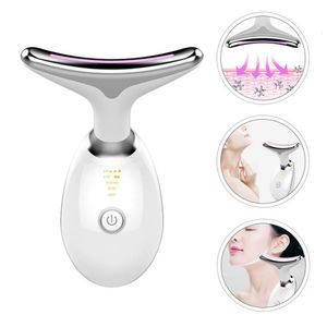 Neck Face Beauty Device 3 Färger LED PON THERAPY HUD DETTA REMENT SKYDD DUBBEL HINKA ANTI WRINkle Ta bort hudvårdsverktygen 240423