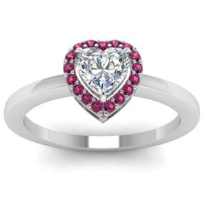 Wedding Rings Romantic Proposal Jewelry For Women With Bright Heart Shaped Red CZ Stone Engagement Ring2520841