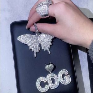 Odm-2 Charms Hip Hop Jewelry Mens Iced Out Custom Butterfly 925 Sterling Silver Vvs Moissanite Diamond Butterfly Pendant