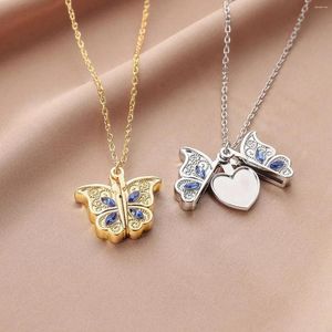 Pendant Necklaces Romantic Butterly Locket For Women Gold Silver Color Love Heart Po Frame Promise Jewelry Chokers Gift
