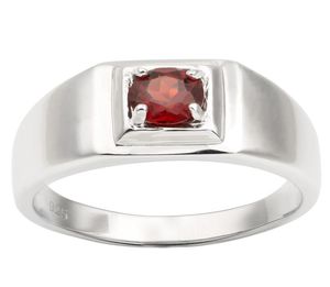 Garnet vermelho natural 925 anel de prata para homens jóias banda pura de 55 mm de cristal redondo pedras de janeiro Birthstone Birthday presente R503RGN6479562