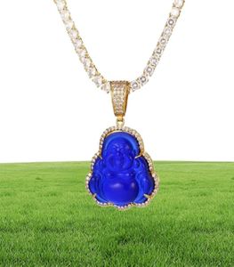 Gucy Blue Buddha Pendant med Baguette AAA Cubic Zircon Hiphop Halsband Tennis Chain Hip Hop Punk smycken CX200721243Y7868250