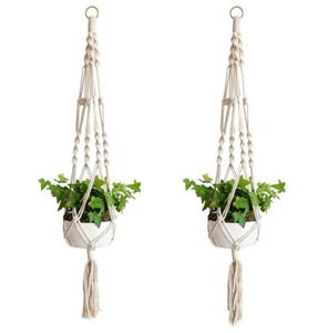 Växthängare macrame rep krukor hållare rep vägg hängande planterhängare korg växter innehavare inomhus blomkruka korgar lyft1359825