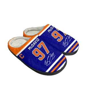 Slippers Connor McDavid Ice Hockey NO 97 Home Cotton Mens Womens Plush Bedroom Keep Warm Shoes Thermal Slipper Custom Shoe