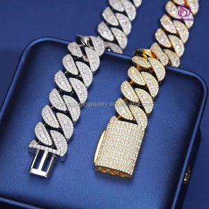 20mm Moissanite Cuban Link Necklace 925 Sterling Silver Bling Vvs Prong Chain Cuban Chain Gift for Dearling