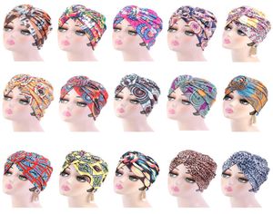 Kobiety wydrukowane kapelusze muzułmańskie hidżab wiązane chemo czapka czapka szalik turban głowa głowa bandanas vintage akcesoria hot1188451