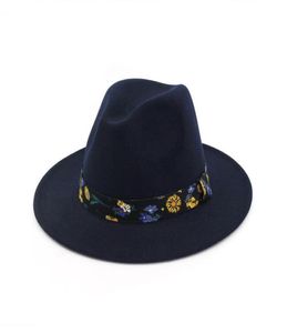 Unisex Flat Brim Wool Felt Jazz Fedora Hats Trilby Ribbon Decor Men Women Carnival Party Formal Hat Panama Gambler Hat4614280