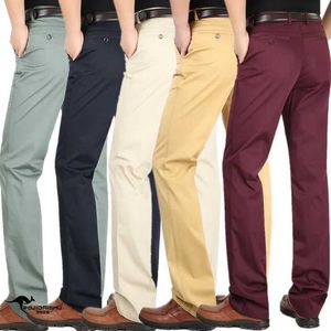 Pantaloni da uomo in cotone ghiaccio primavera estate pants casual pantaloni elastico in vita alta tre persone q240429