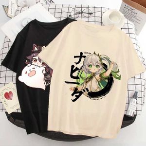 Women's T-Shirt Genshin Impact Womens T-shirt Kawaii Hu Tao Graphic Short sleeved Womens Hip Hop T-shirt Harajuku 2023 Y2k Clothing TopL2404