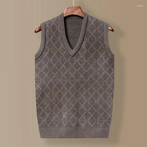 Men's Vests Thickened Casual Sweater Tank Top Autumn And Winter Warm V-neck
