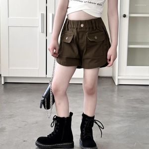 Hose Kinder Kleidung Mädchen Shorts 2024 Sommer koreanischer Stil Solid Farbe Mode Casual Pocket Cargo Kinder Jeans Hosen