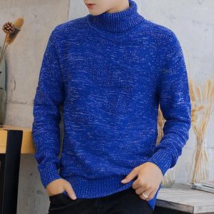 Blusas masculinas yjkvur 2024 malha de algodão gola alta suéter grossa homens vintage malhas de malha quente de inverno jumper clássico