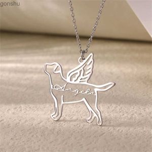 Pendant Necklaces Customized angel dog necklace personalized jewelry with name suitable for female pet enthusiasts commemorative WX