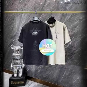 Highgrade Luxury Chrommss Designer Clothes Summer Fashion Brand Outdated Overlapping Painted Horseshoe Cross Short Sleeved Tshirt Fo with 1:1 Brand Logo -D