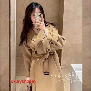 Maxmaras Womens Cashmere Coat Italian Purchasing Agent Weekend 23 Springsummer Solid Color Lapel Long Trench Cobalto Rjte