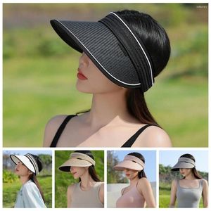 Wide Brim Hats Sun Protection Straw Hat Trendy Large Eaves Visors UV Empty Top