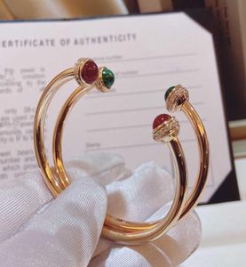 Brand Pure 925 Sterling Silver Jewelry Women Rotate Ball Cuff Bangle Wedding Rose Gold Natural Gemstone Malachite Chalcedony8666531