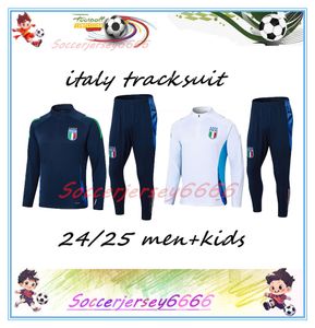 2024 2025 Itália Mens Mens Crianças Jersey Kit Soccer Italia Conjuntos de futebol 24 25 Treinamento completo de treino de futebol de zíper de trajes