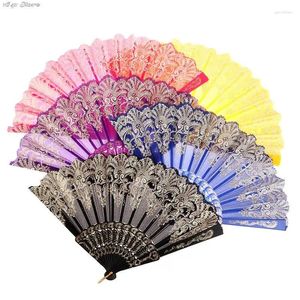 Dekorativa figurer 1pc Wedding Dance Party Luxury Fashion Stamping Fan för spansk stil Single Flower Folding Hand Håller spetsar