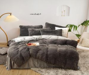 4ピースの暖かいぬいぐるみセットキングクイーンサイズの豪華なキルトカバー枕カバーブランドのベッド掛け布団セット高Quali9071076セット