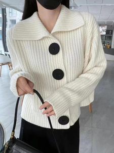 Kobiet dzianiny kardigan kobiety Koreańskie mody Swetery żeńskie zimowe ciepłe luźne dzianiny swobodny guziki obróc