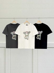 Herren T-Shirts Bunte Phantom Bär losen lässigen kurzen slve koreanischen Sommer Männer Frauen Paar T-Shirt übergroße Hemd Fitness Sport t Top Y240429