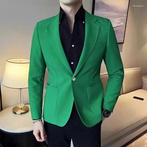 Ternos masculinos Push da moda Push Fashion Businet Small Suit Sold Color Solic One Button Casual Belas personalidade Clothing Men