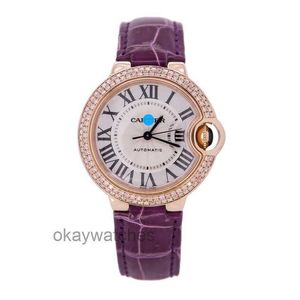 Orologi di lavoro automatici unisex Carter Blue Balon 18k Rose Gold Diamond Set 33 Gauge Mechanical Oround Womens W692006