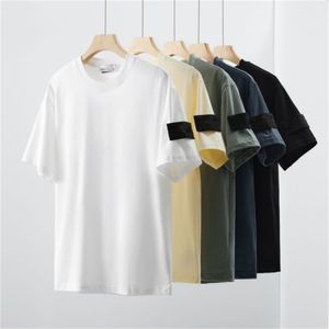 Maglietta da uomo in stile classico Isola sciolta badge a tee logo ricamato coppia tees pietra in pietra semplice stile cotone casual manica corta camicia top dimensioni m-xxl