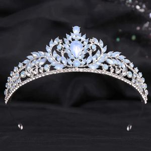 Tiaras söta söta flickor födelsedagspresent opal krona för kvinnor drottning kristall brud tiaras krona pannband hårklänning tillbehör