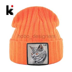 Czapki czapki/czaszki damskie czapki mody kapelusz solidny kolor wełniany wełniany czaszki z haftą łatką jesienne zimowe męskie dzianiny gorras bonnet D240429