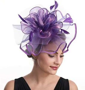 Breda randen hattar hink hattar fascinator kvinnor organza kyrka kenucky brittisk brud tea party bröllop hattar sommar ruffle hat hårklipp tillbehör y240426