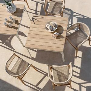 Lägermöbler American Solid Wood Outdoor Chairs Designer Rattan Chair Villa Courtyard Garden Beach Modern Leisure Balcony Cafe